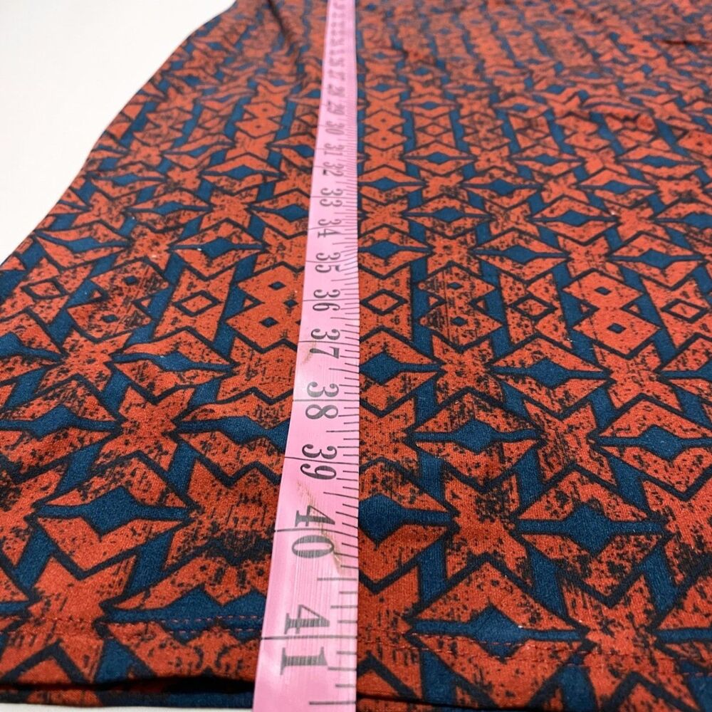 LuLaRoe Julia Dress XL NWT T-Shirt Midi Bodycon Stretch Geometric Orange Navy - Picture 6 of 7